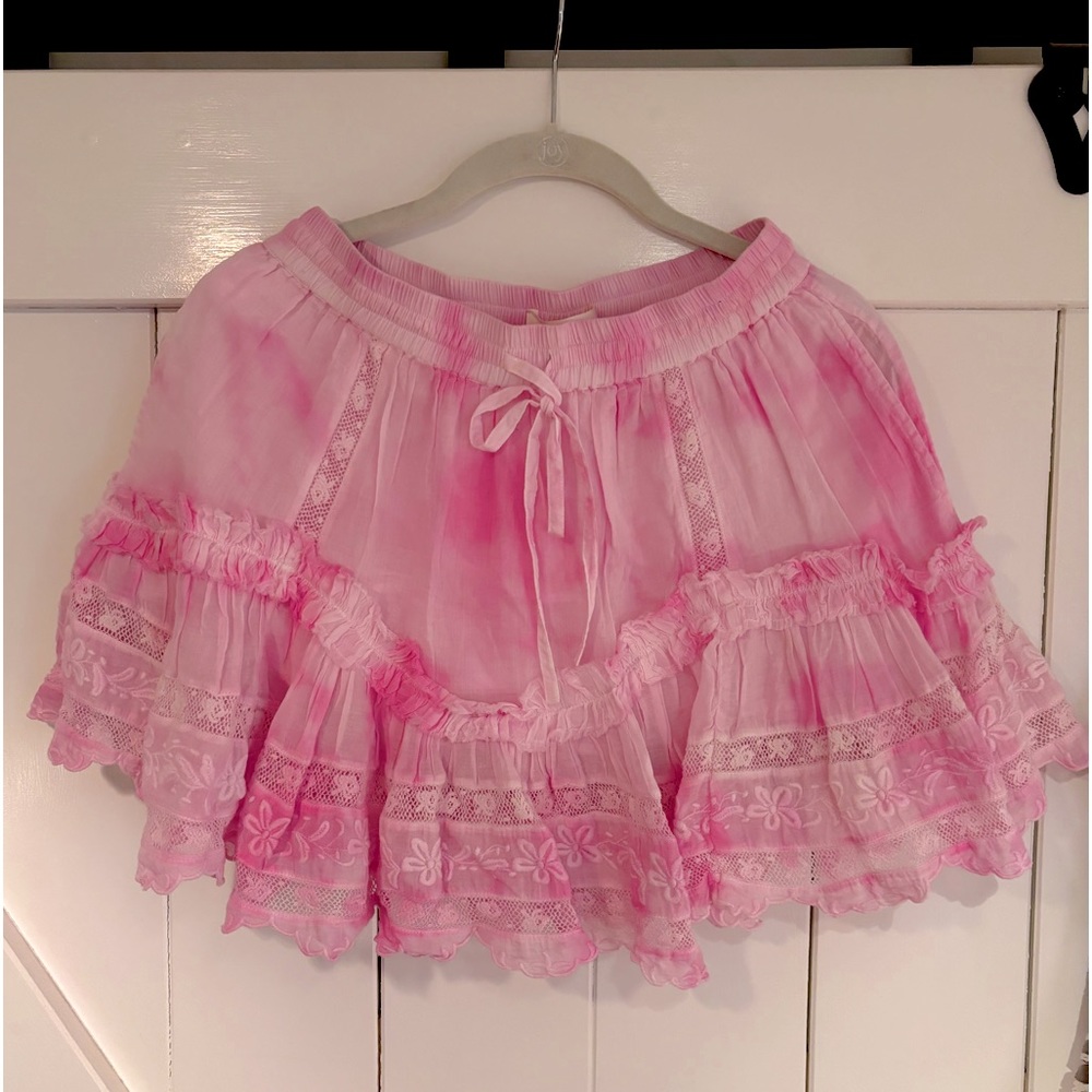 Loveshackfancy Pink Ruffle Mini Skirt